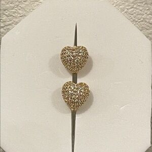14kGold Plated Heart Stud Earrings with CZ.